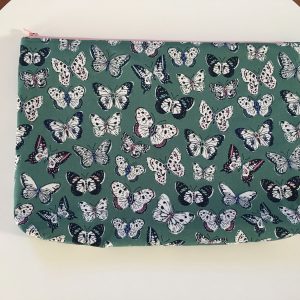 Jumbo Pencil Case - Butterflies on Green