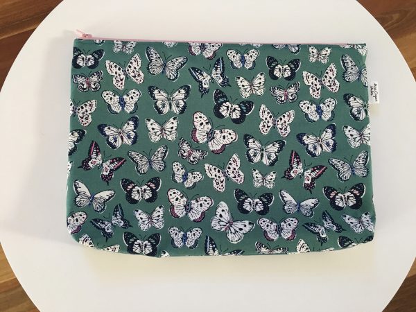 Jumbo Pencil Case - Butterflies on Green