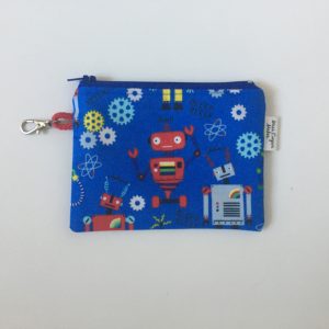 Coin Purse - Robots on Blue