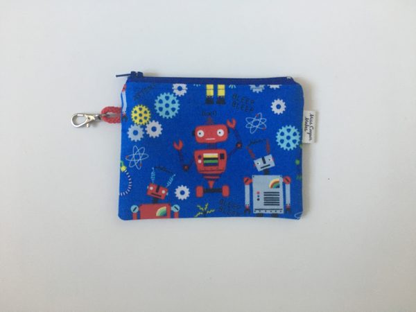 Coin Purse - Robots on Blue