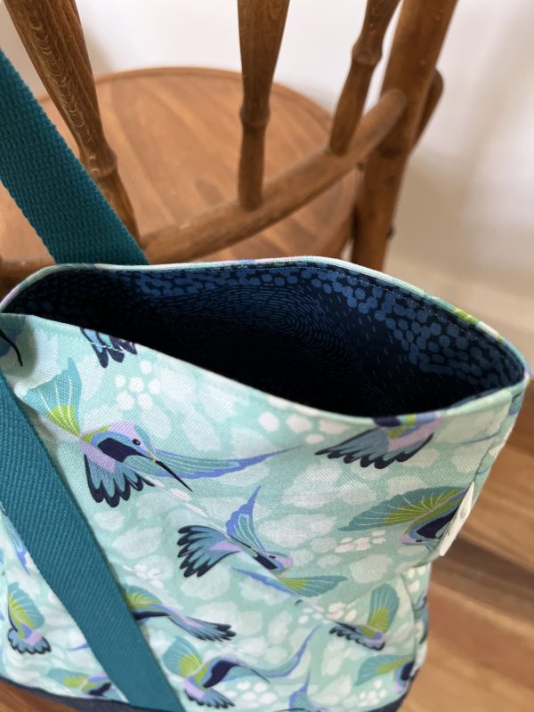 Oversized Market/Beach Tote Bag - Hummingbirds (Blue) - Image 2