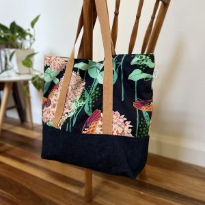 Oversized Market/Beach Tote Bag - Dreamer Hydrangea in Dark Blue
