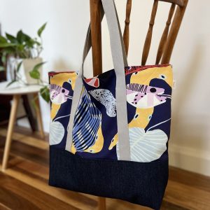 Oversized Market/Beach Tote Bag - Jungle Snakes + Denim