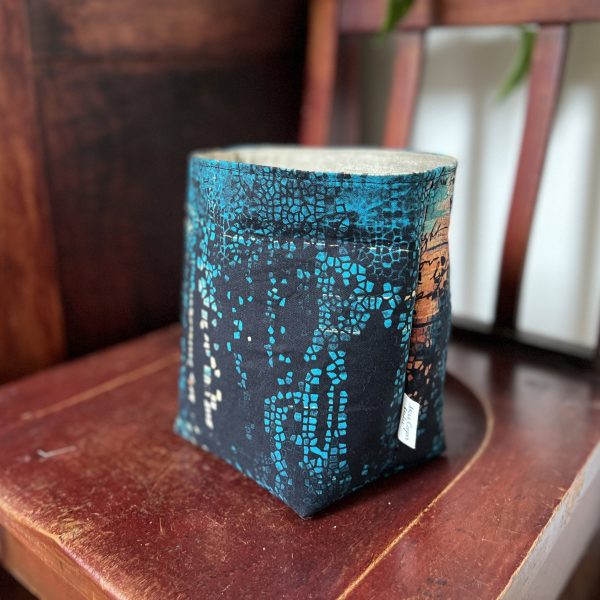 Fabric Storage Cube / Plant Pot Cover - Midnight Mosaic - Image 3