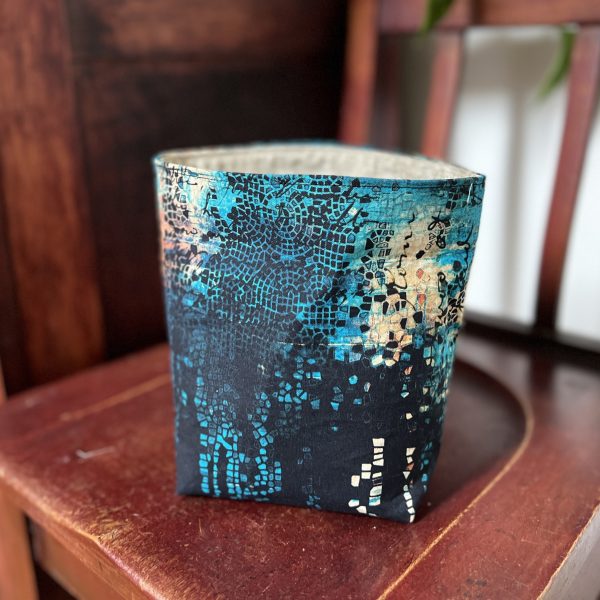 Fabric Storage Cube / Plant Pot Cover - Midnight Mosaic - Image 2