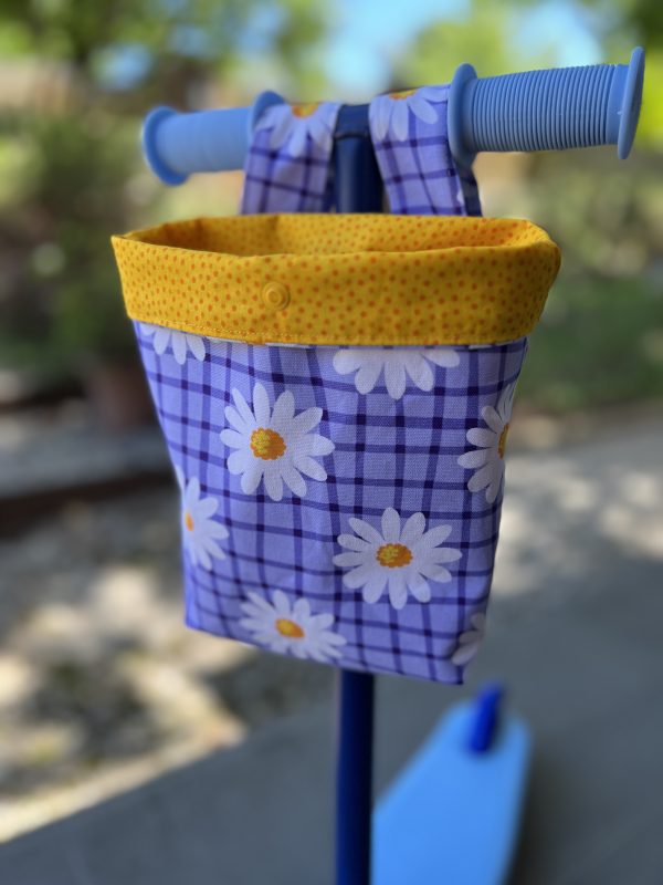 Scooter / Pram / Bike Handle Bar Bag - Daisies on Purple
