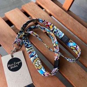 Fabric Lanyard - Mosaic with 2 clips