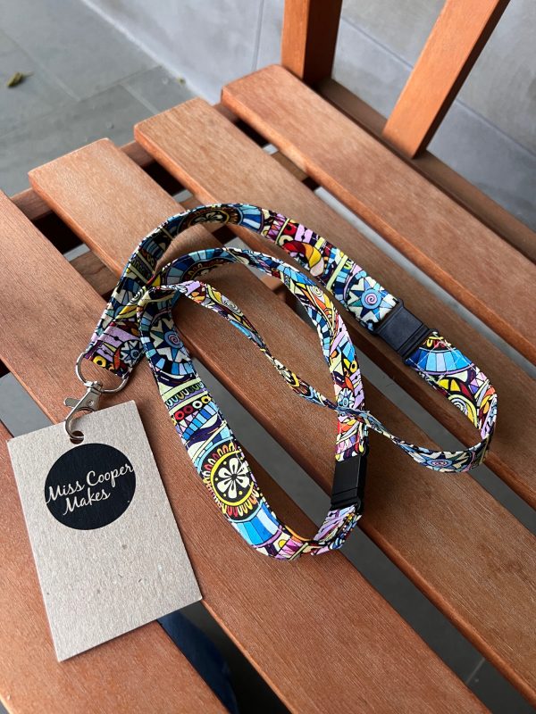 Fabric Lanyard - Mosaic with 2 clips