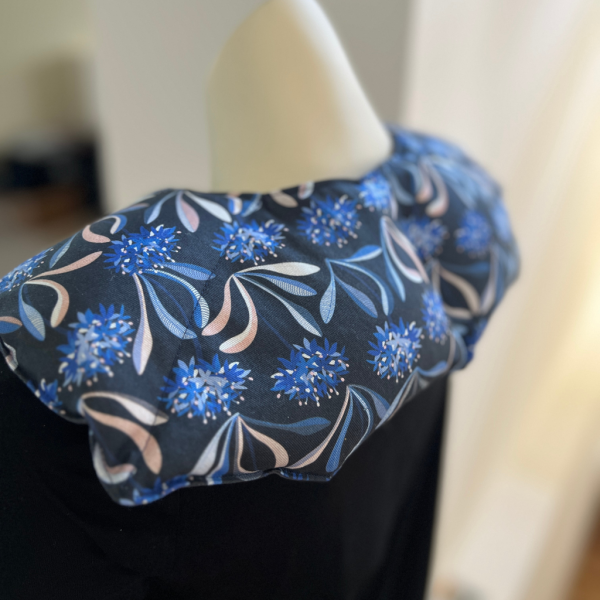 Origami-Inspired Curved Wheat Pack for Neck & Shoulders - Blue Pincushion Flowers - Image 2