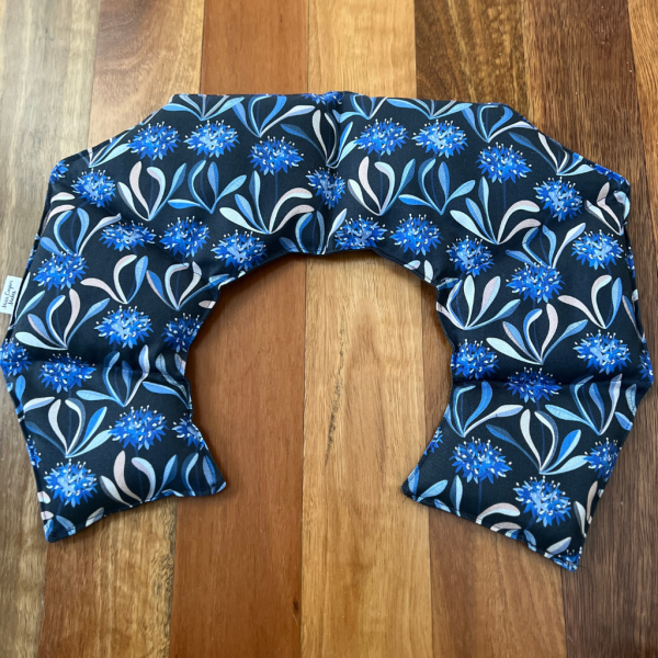 Origami-Inspired Curved Wheat Pack for Neck & Shoulders - Blue Pincushion Flowers - Image 4